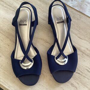 Impo Stretch Navy flats, size 8M, 1 inch wedge